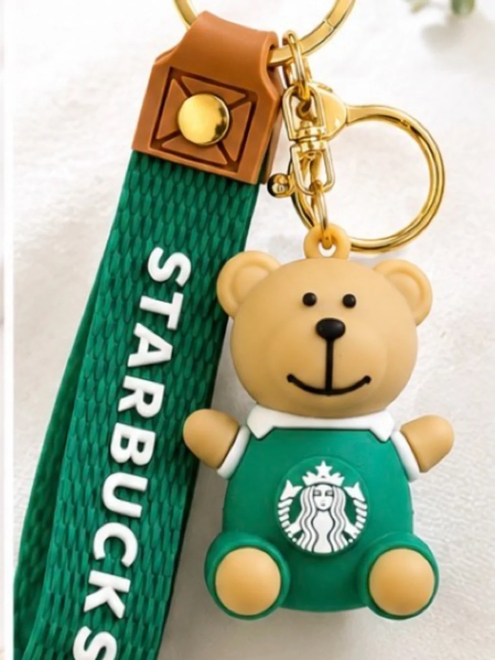 Teddy Bear Keychain - Black & Green Strap Options